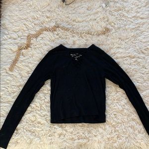 Black v-neck top